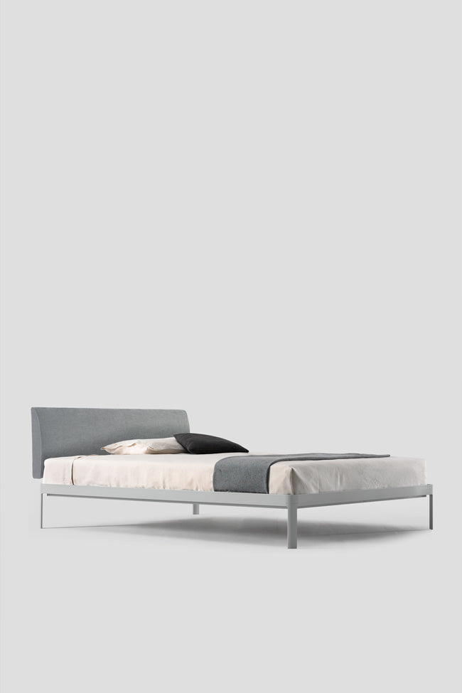 ALU MIN BED with upholstered headboard